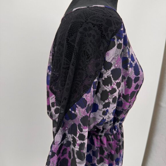 XOXO Sheer Dress Women M Purple Leopard Print Lace Whimsigoth Fairy Grunge Style - Picture 7 of 8